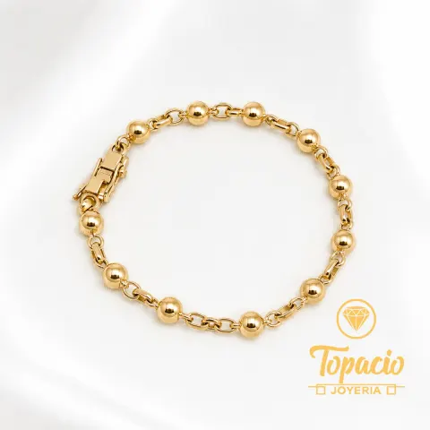 Pulsera Cartón Media Caña con Esferas 18K