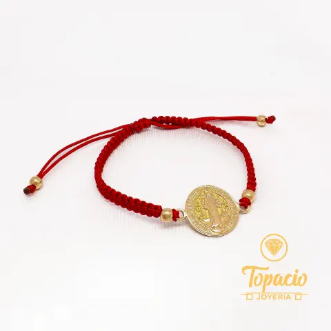 Pulsera Hilo Rojo San Benito 18K