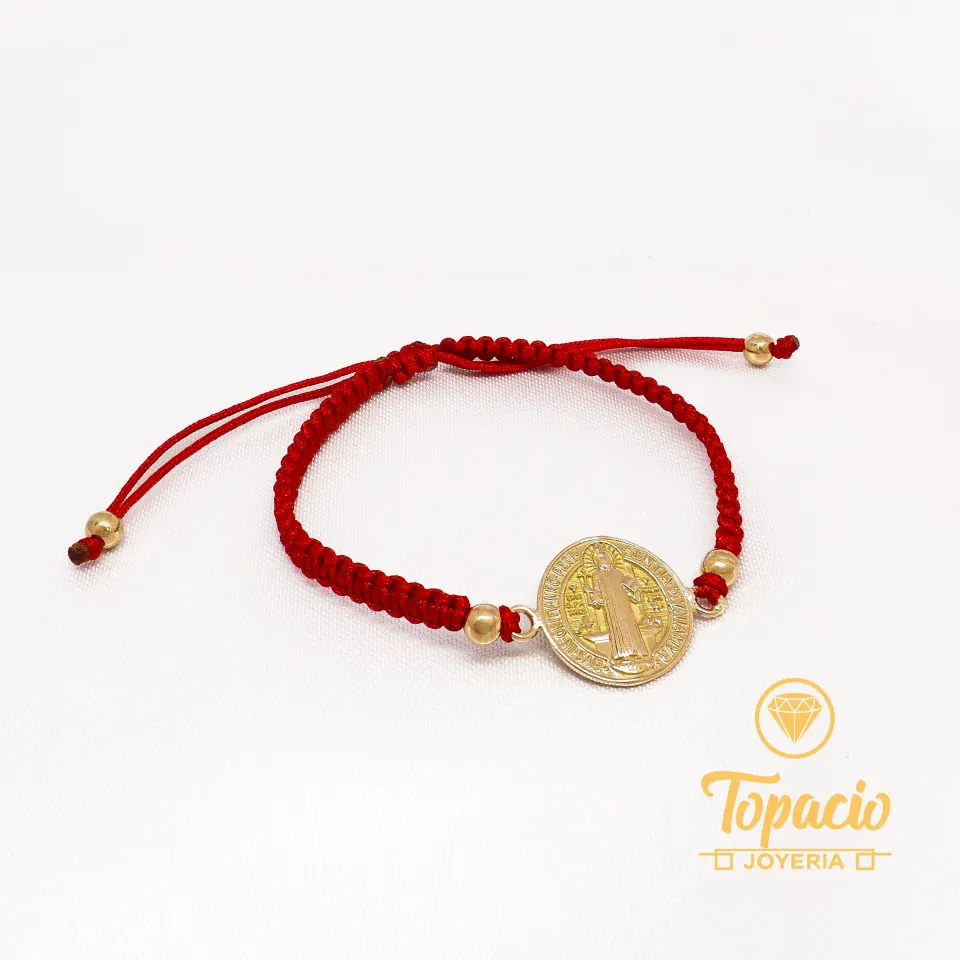 Pulsera Hilo Rojo San Benito 18K