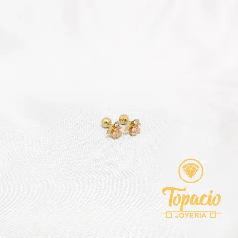 Aretes Abejita Rosada 18K