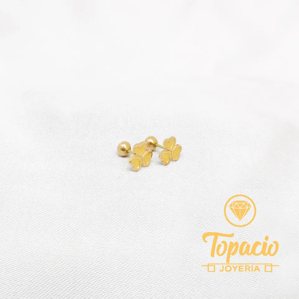 Aretes Trébol Corazón 18K