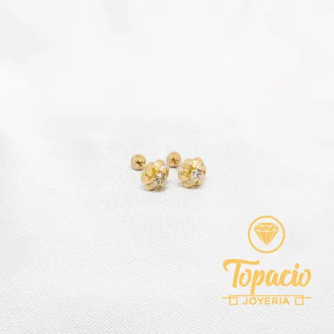 Aretes Flor Blanca 18K