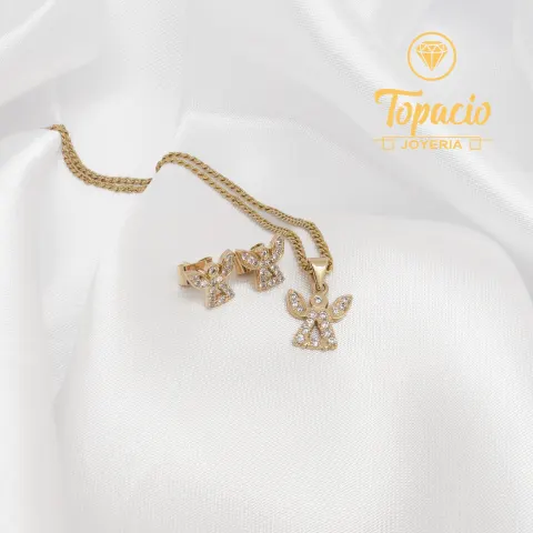 Set de Aretes con Dije Ángel 18K