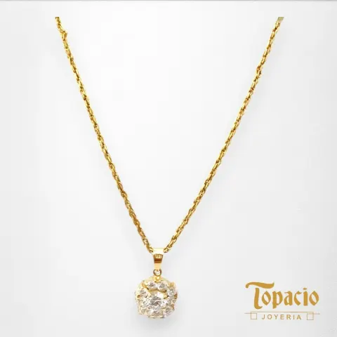 Cadena Cordón Torcido con Dije de Flor 18K