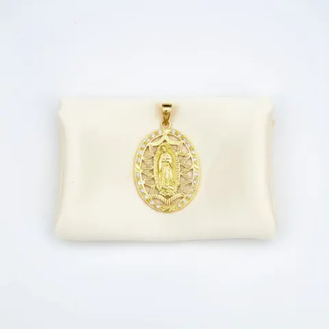 Dije Virgen de Guadalupe con Piedras 18K
