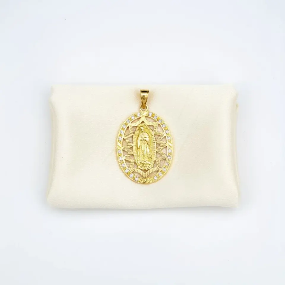 Dije Virgen de Guadalupe con Piedras 18K