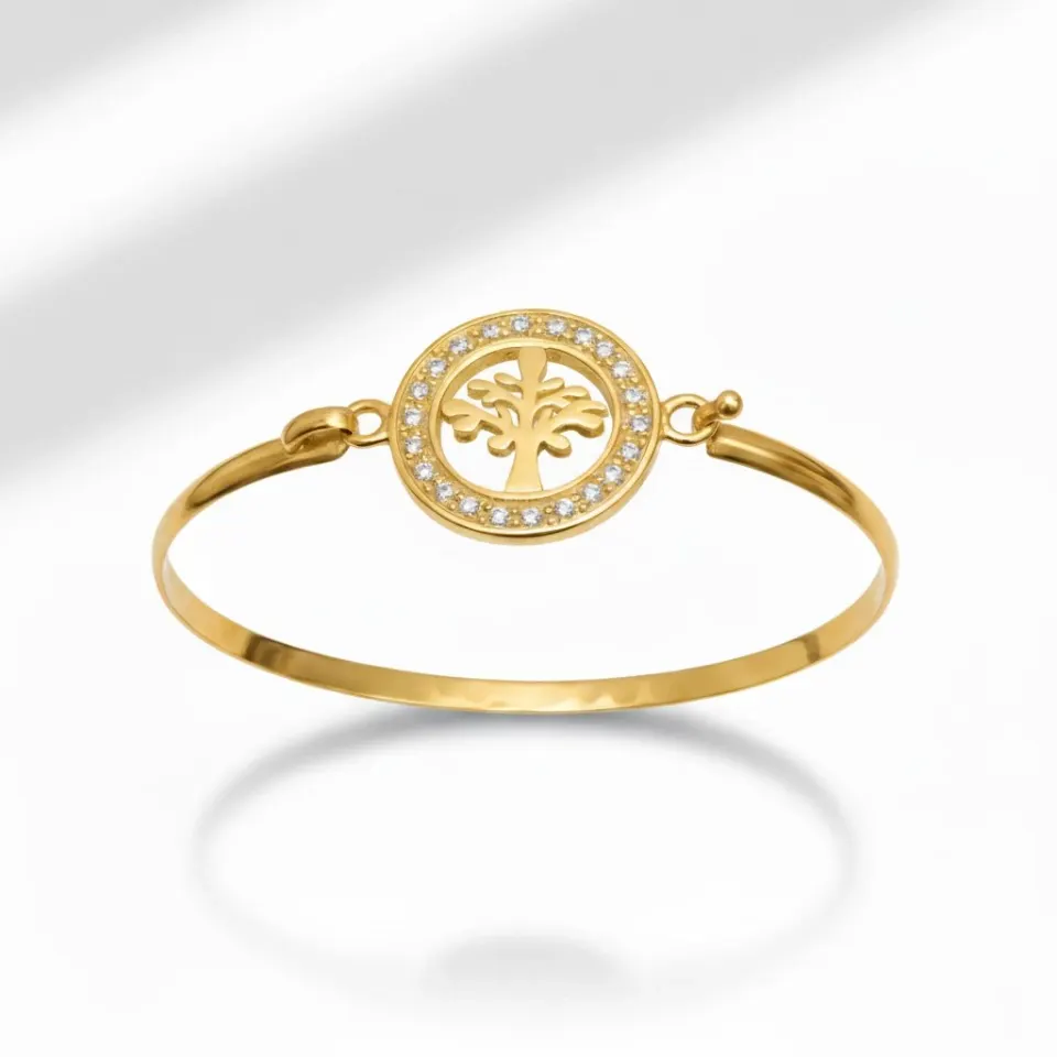 Puñera Árbol de la Vida con Piedras 18K