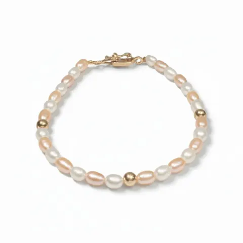 Pulsera de Perlas Bicolor con Detalles en Oro 18K