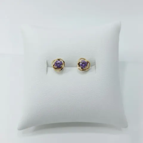 Aretes con Piedra Morada 18K