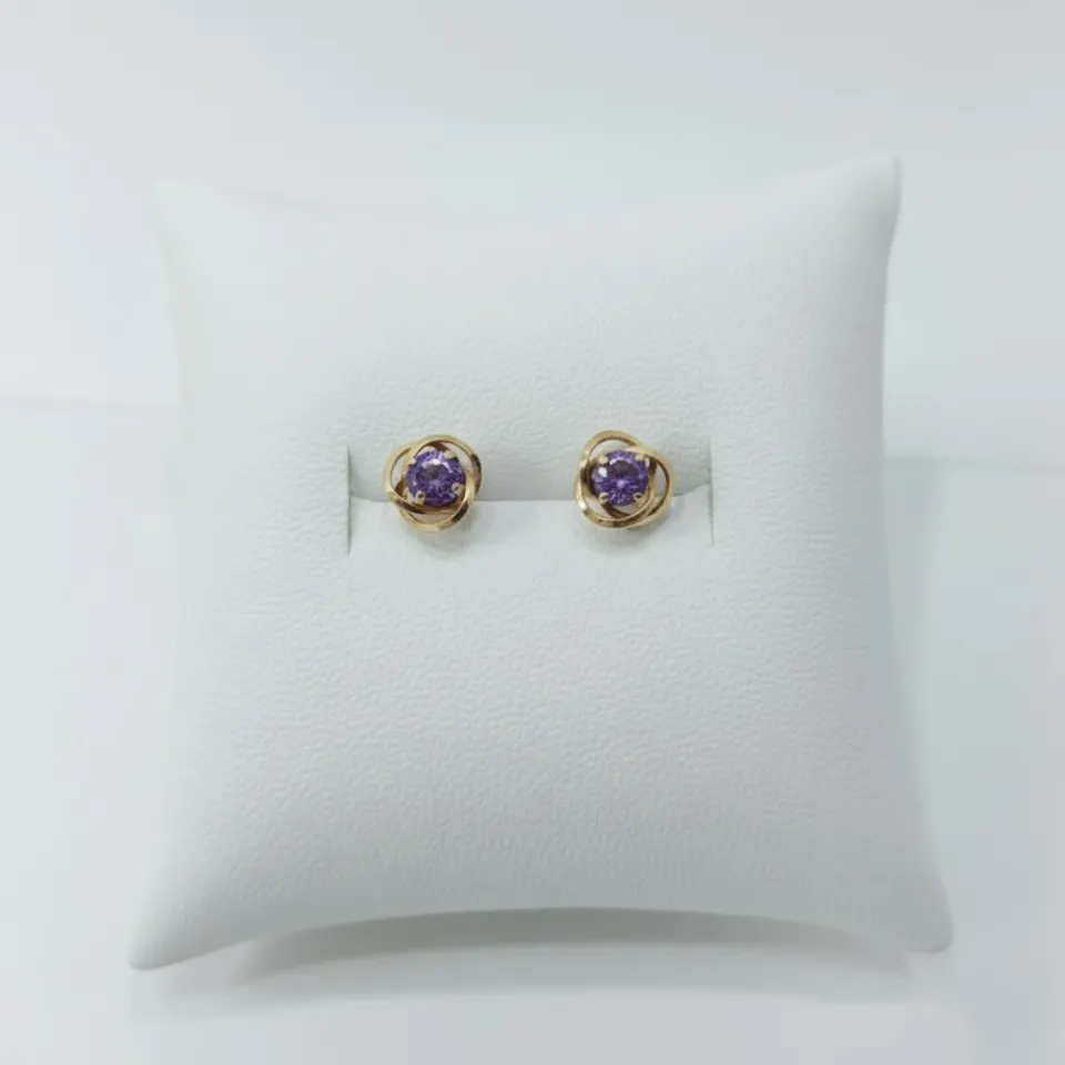 Aretes con Piedra Morada 18K