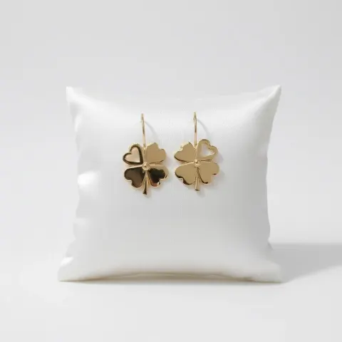Aretes Trébol Corazón 18K
