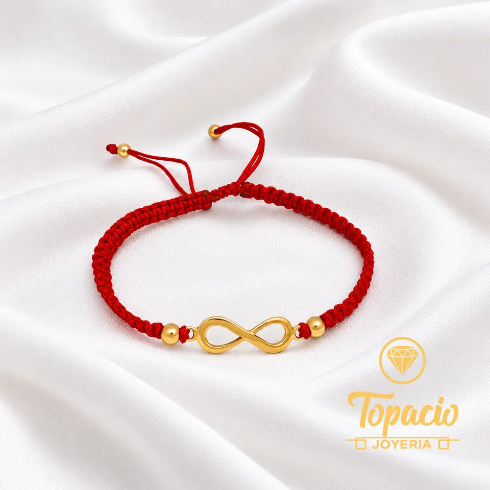 Pulsera Hilo Rojo Infinito 18K