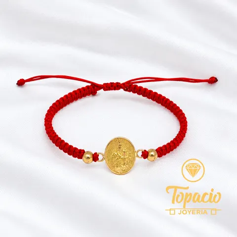 Pulsera Hilo Virgen del Carmen 18K