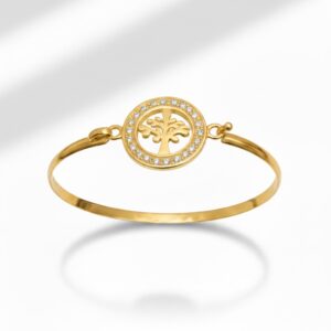 Puñera Árbol de la Vida en Oro 18k con Circonias