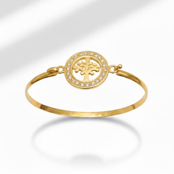 Puñera Árbol de la Vida en Oro 18k con Circonias