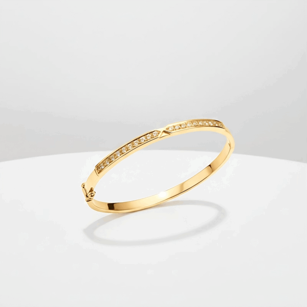 Puñera Tubular Cuadrado con Piedras 18K