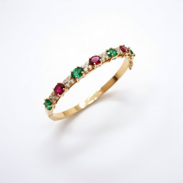 Puñera con Piedras de Colores en Oro 18k