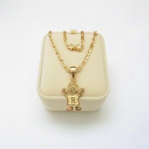 Cadena Mónaco con Dije Niño en Oro 18K
