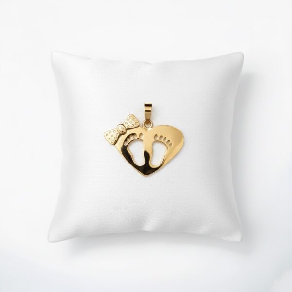 Dije Corazón con Huellitas en Oro 18k
