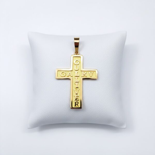 Dije Cruz Personalizada en Oro 18k
