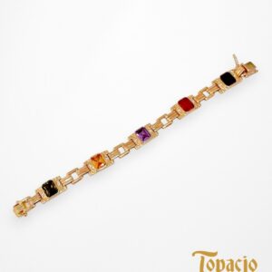 Pulsera Aurora – Oro 18k con Piedras de Color
