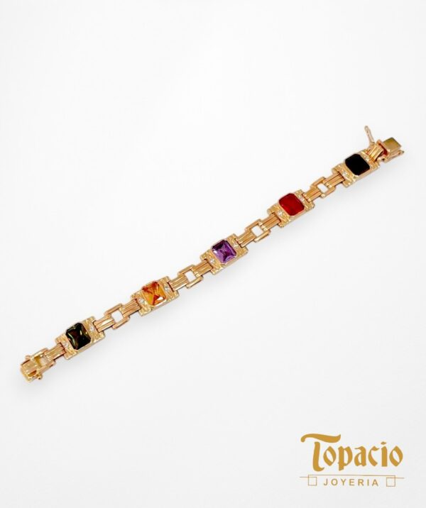 Pulsera Aurora – Oro 18k con Piedras de Color