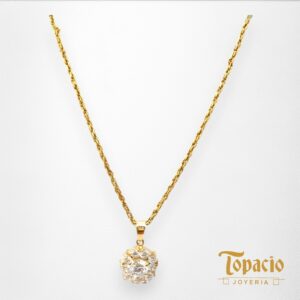 Cadena Trenzada con dije Flor de Luz – Oro 18k con Zirconias