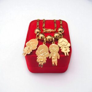 Cadena con dije Hijitos con Iniciales en Oro 18k