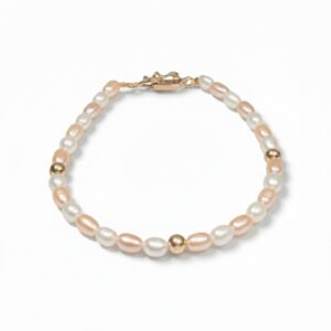 Pulsera de Perlas Bicolor con Detalles en Oro 18k