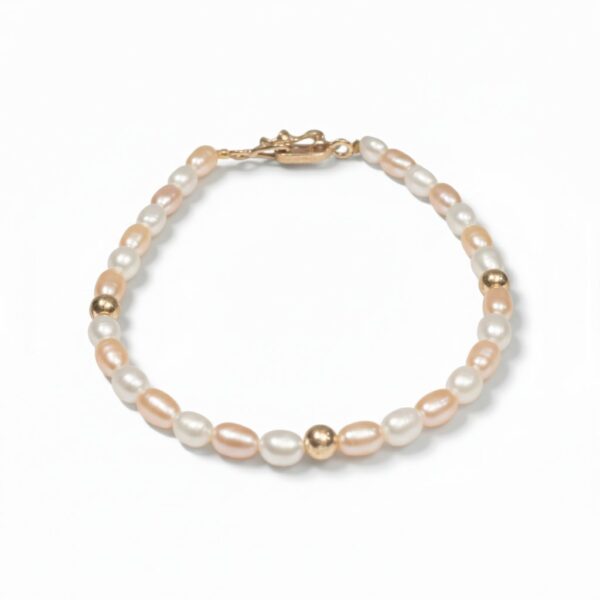Pulsera de Perlas Bicolor con Detalles en Oro 18k