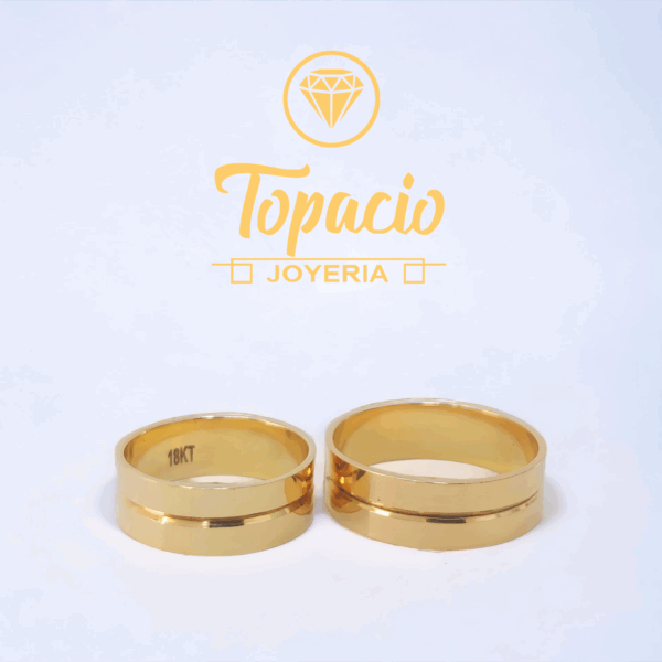 Aros Planos con Bisel en el Centro 18K