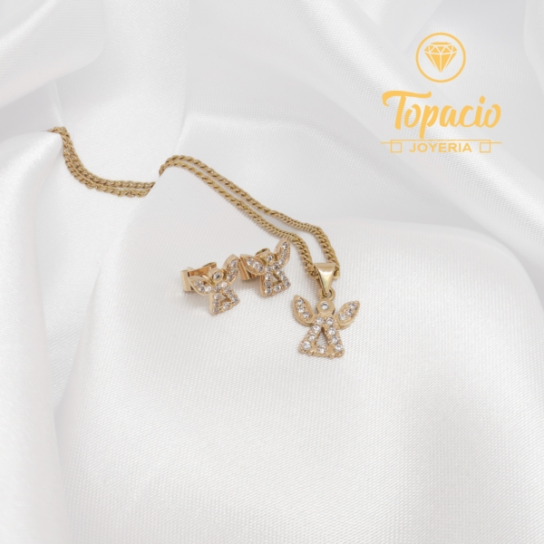 Set de Aretes con Dije Ángel 18K