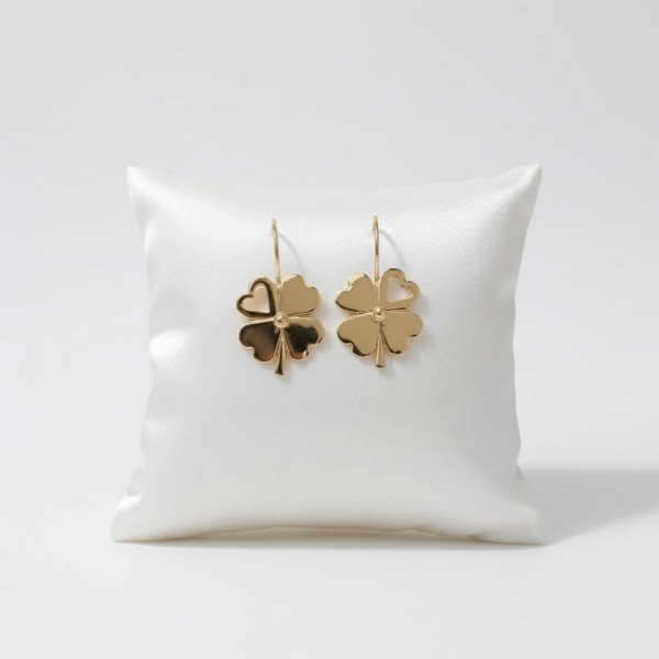 Aretes Trébol Corazón 18K