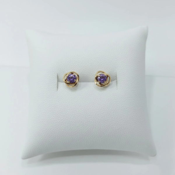 Aretes con Piedra Morada 18K