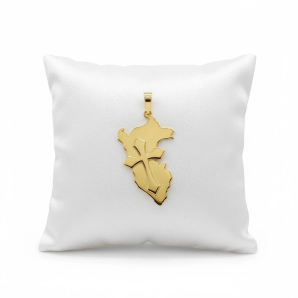 Dije Mapa del Perú con Cruz 18K