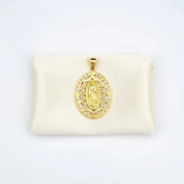 Dije Virgen de Guadalupe con Piedras 18K