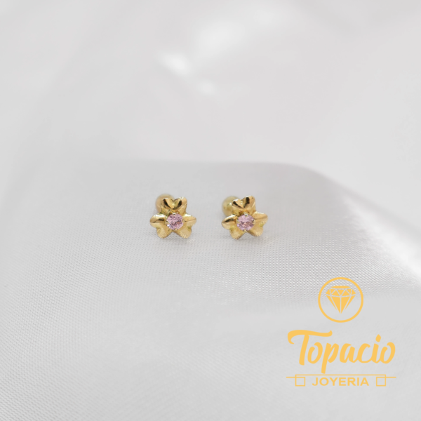 Abridor Trébol Corazón Rosado 18K