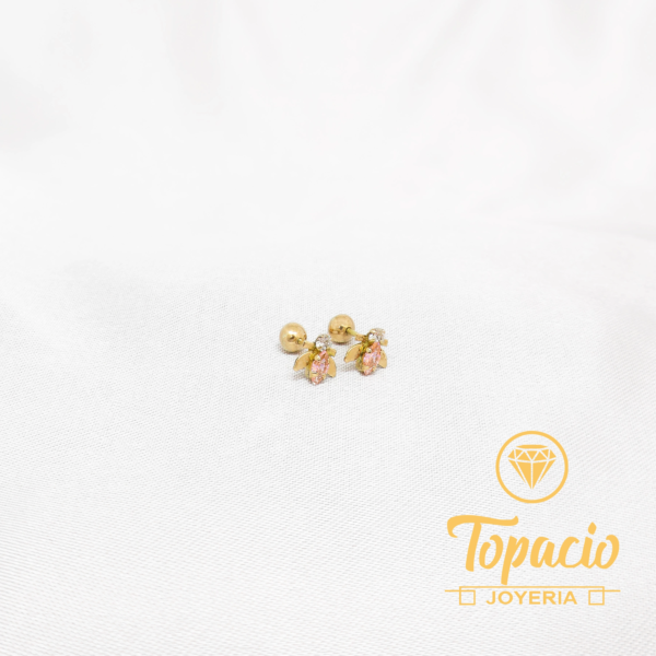 Aretes Abejita Rosada 18K