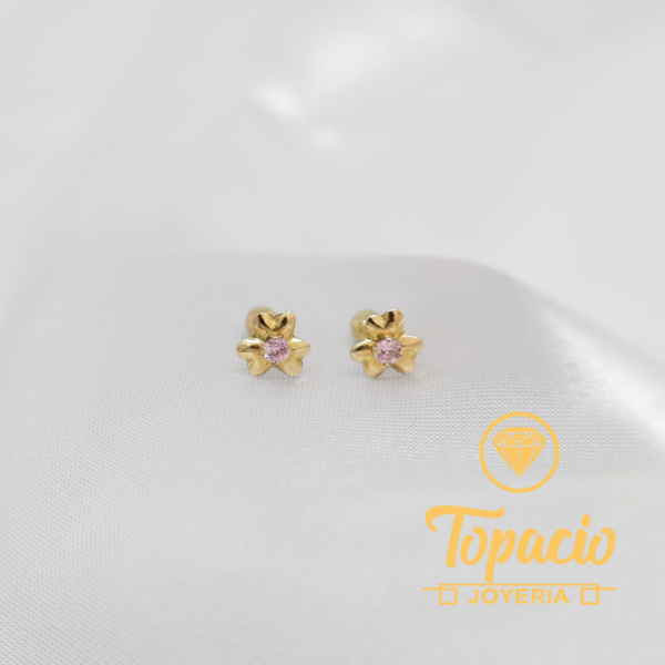 Abridor Trébol Corazón Rosado 18K