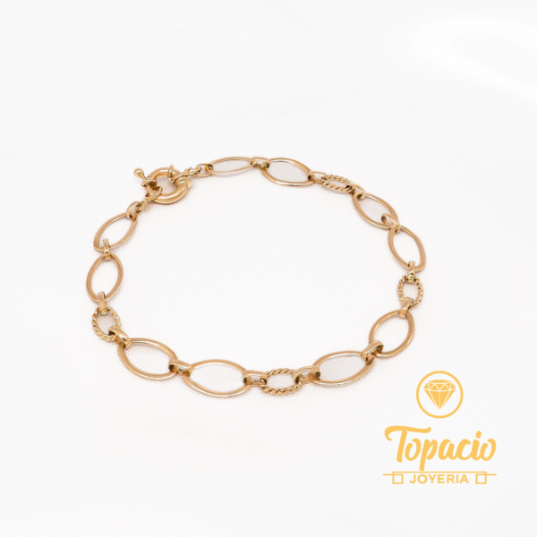 Pulsera Chapita con Eslabón Trenzado 18K